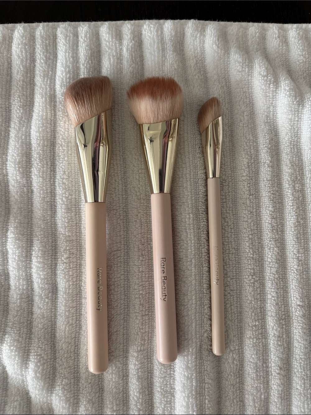 Rare Beauty Pink & Gold Face Brush Trio
